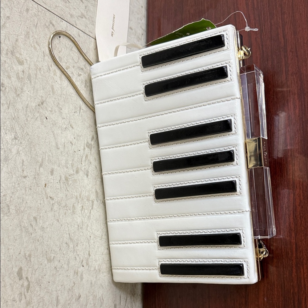 Kate Spade White and Black Piano Clutch